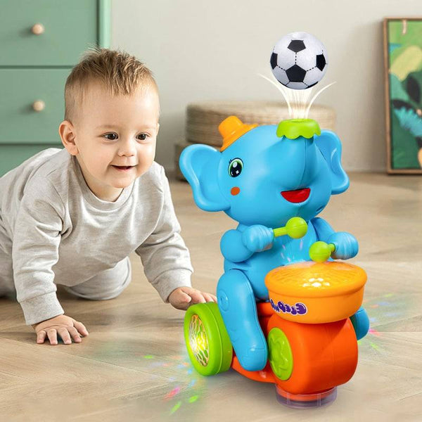 Electric Musician Elephant Toy - Floating Ball and Drum, Novelty Hovering Stunt Toy