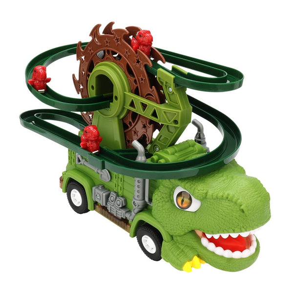 Electric Dinosaur Track Toy Car with Ferris Wheel Glide, Lights, and Music