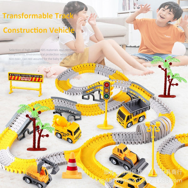 Electric Track Car Engineering Set – Versatile Electric Vehicle Assembly Toy