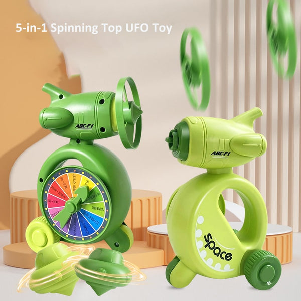 5-in-1 Spinning Top UFO Toy Stacking Inertia Car with Whistle Gifts for Kids