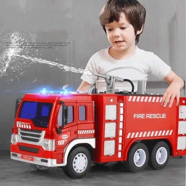 Inertia Water Spraying Ladder Truck Toy with Lights and Sounds for Kids