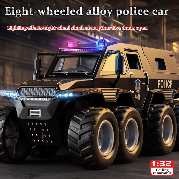 Large Alloy Police Car Toy Model - Armored SWAT Vehicle for Boys - Off-Road Car