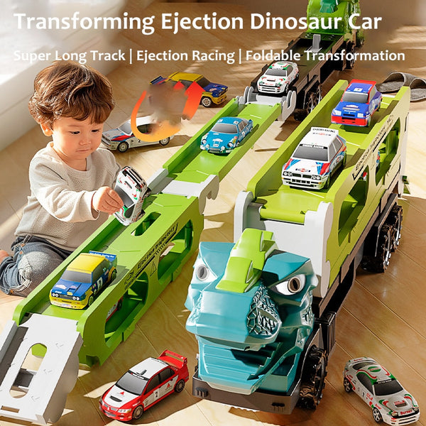 Alloy Dinosaur Construction Truck with Transforming Track and Ejection Cars