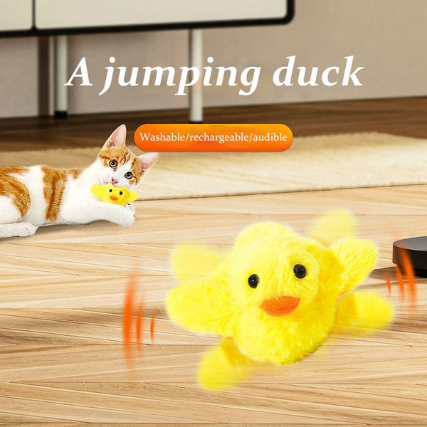 Electric Cat Toy Plush Duck with Sound, Interactive Cat Teaser Pet Toy