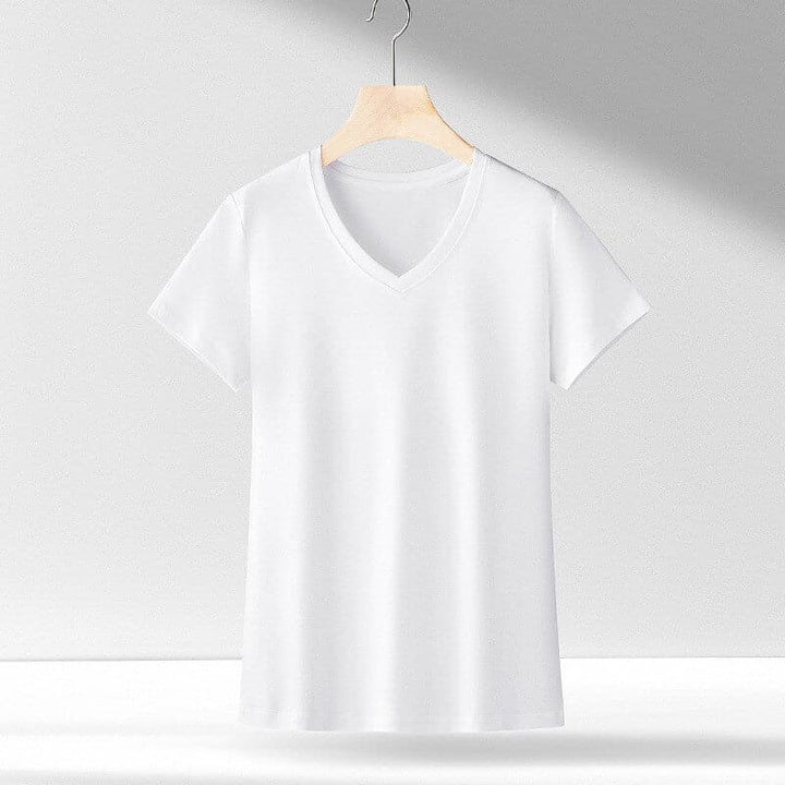 Women's V-Neck 100% Supima Cotton Soft Comfortable Tee in 15 Colors - AIGC-DTG