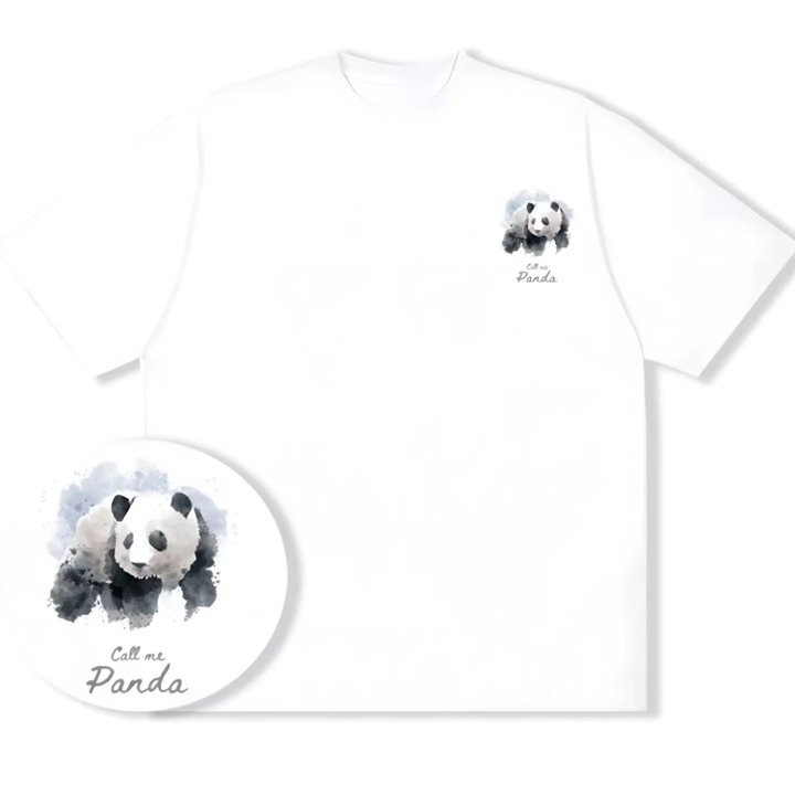 Women's 100% Cotton Comfortable Tee with Cute Panda Design - AIGC-DTG