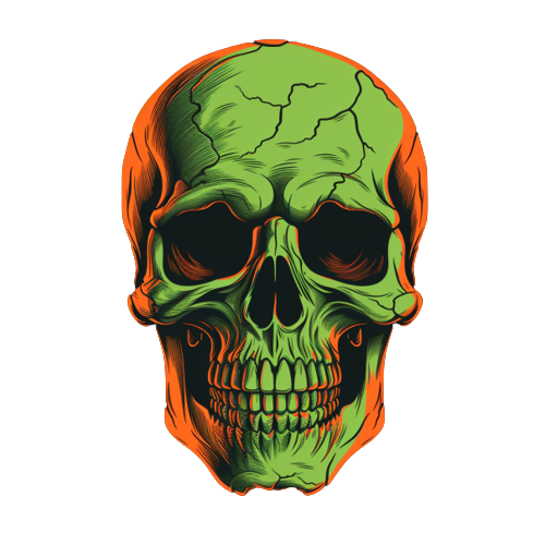 Men's Cotton POLO Shirt Green Skull Logo Design - AIGC-DTG