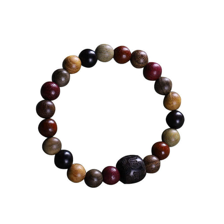 Men's Multigemstone Bracelet with Six-Word Mantra Prayer Beads - AIGC-DTG