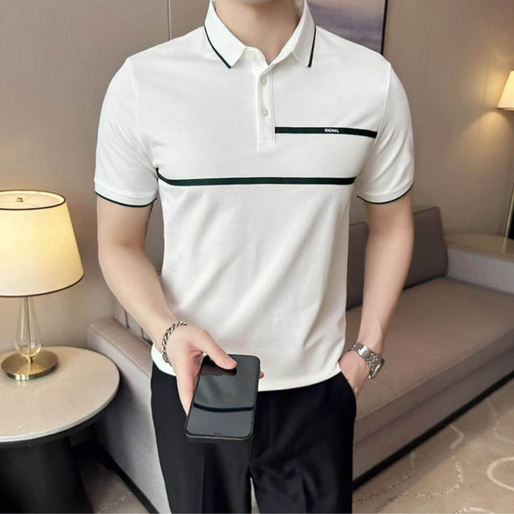 Summer Contrasting Business Casual Short Sleeved POLO Shirt - AIGC-DTG