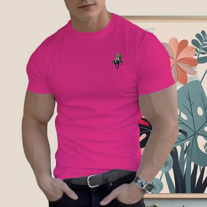 Men's Cotton T-Shirt Graphic Design Athlete Riding A Horse 16 Colors - AIGC-DTG