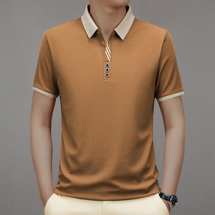 Summer Waffle Contrast Color Men's Fashion Casual Polo Shirt - AIGC-DTG